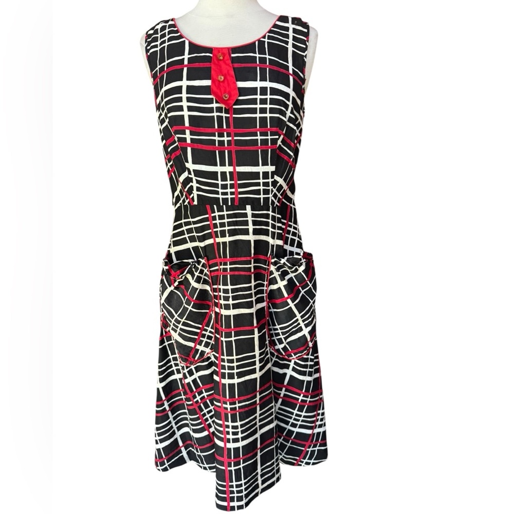1950s Rockabilly-Style Cotton Blend 2 Front Hip Ruched Patch Pockets Fit & Flare